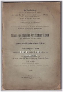 AUKTIONS-CATALOG – MÜNZEN UND MEDAILLEN VERSCHIEDENER LÄNDER DES MITTELALTERS UND DER NEUZEIT (Otto Helbing) | Aukční katalog historických mincí a medailí z roku 1894