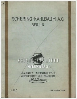 PRODEJNÍ KATALOG A CENÍK SCHERING – KAHLBAUM A. G., Berlin 